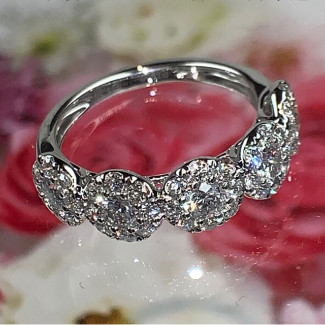 プラチナダイヤフラワーリング(1.3ct) 期間限定 129580円引き www