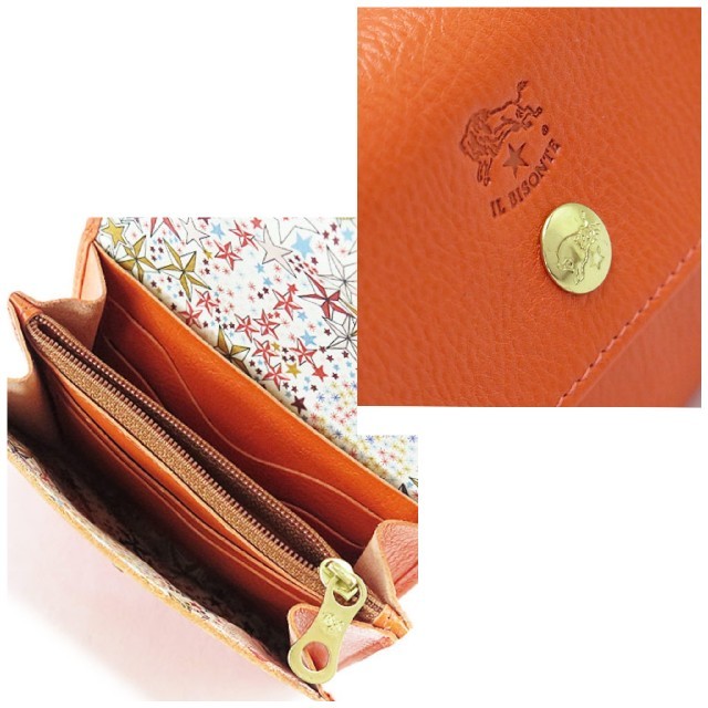 IL BISONTE(イルビゾンテ)の新品★イルビゾンテ　リバティ C1064-LL　オレンジ　 二つ折り財布　 レディースのファッション小物(財布)の商品写真