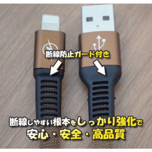 iPhone用 高速充電 データ転送 ライトニング ケーブル 1m【ブラウン】 スマホ/家電/カメラのスマートフォン/携帯電話(バッテリー/充電器)の商品写真