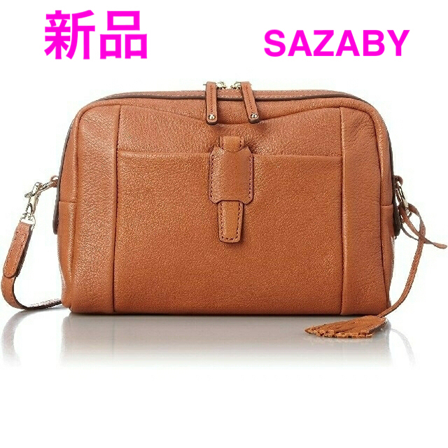 新品 SAZABY サザビー 本革 2way ショルダーバッグ 茶 ピーチ