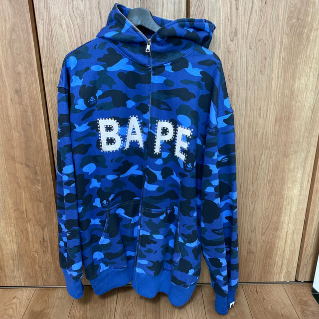 A BATHING APE 日本製 ファーストカモ ブルー パーカー