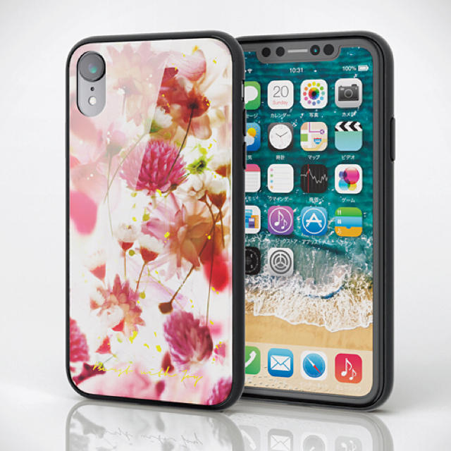 ELECOM(エレコム)のiPhoneXR ケース ハーバリウムピンク ガラスケース アイフォーン カバー スマホ/家電/カメラのスマホアクセサリー(iPhoneケース)の商品写真