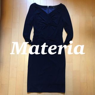 マテリア(MATERIA)の✨美品✨Materia マテリア　スタイルアップワンピース　ネイビー(ひざ丈ワンピース)