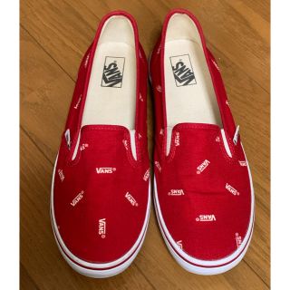 ヴァンズ(VANS)のvans スリッポン(赤) 24.5(スリッポン/モカシン)