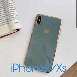 新品　iPhone x/xs  ケース　ブルーグレー　韓国　インスタ(iPhoneケース)