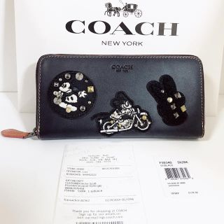 コーチ(COACH)の【新品未使用】COACH  ミッキーマウス グラブカーフレザー　ブラック　長財布(財布)