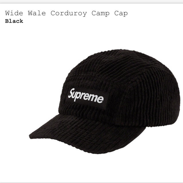 supreme Wide Wale Corduroy Camp Cap ブラック