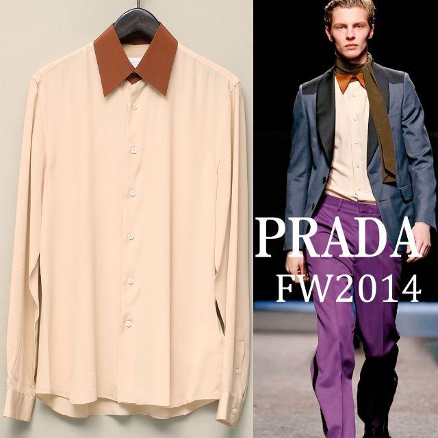 PRADA FW2014 シルク100% レギュラーカラーシャツ size 39