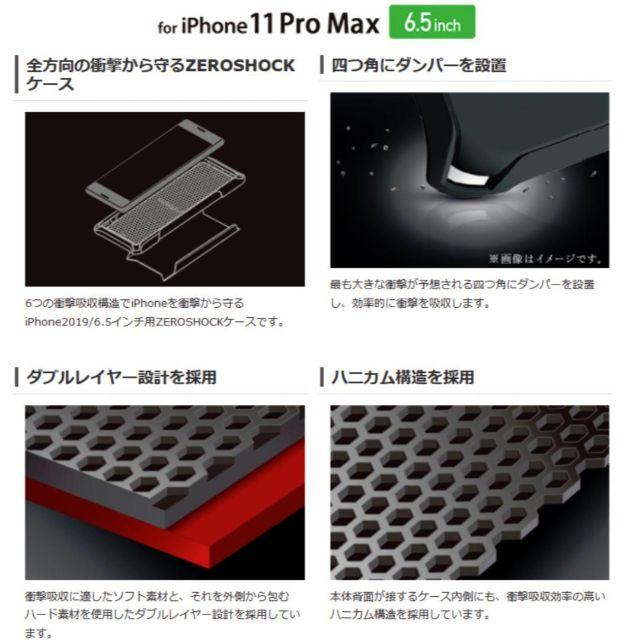 ELECOM(エレコム)のiPhone 11 Pro Max ケース ZEROSHOCK ワイヤレス充電可 スマホ/家電/カメラのスマホアクセサリー(iPhoneケース)の商品写真