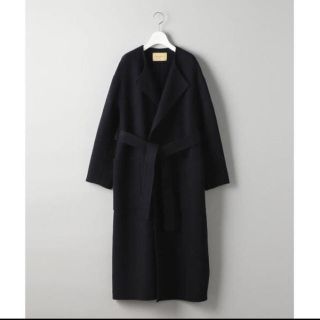 ユナイテッドアローズ(UNITED ARROWS)のUNITED ARROWS UGCB ダブルフェイス ノーカラーコート黒　日本製(ロングコート)