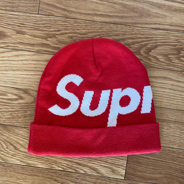 supreme big logo beanieニット帽/ビーニー