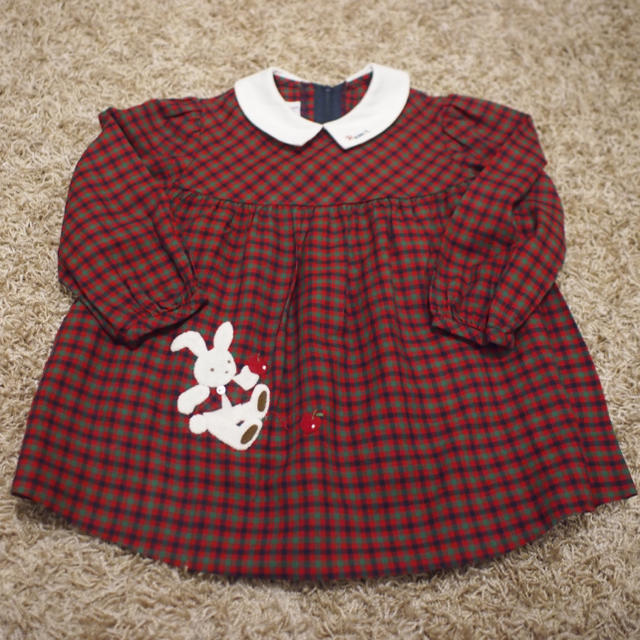 ♪美品♪ ファミリア お上品 定番チェック うさぎさん 90キッズ服女の子用(90cm~)