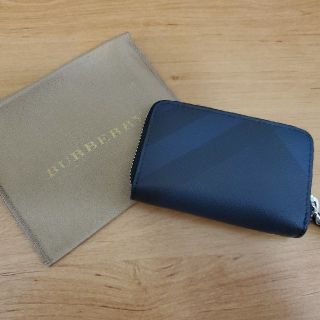 新品！BURBERRY コインケース ブラック/ネイビー ロンドンチェック(コインケース/小銭入れ)