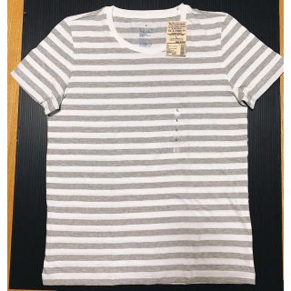 ムジルシリョウヒン(MUJI (無印良品))の無印　クルーネック半袖Tシャツ　白×ライトグレー　サイズL(Tシャツ(半袖/袖なし))