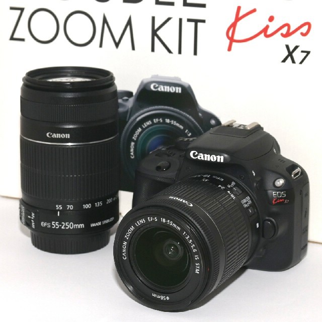 女の子向けプレゼント集結 Canon - x7ダブルレンズキット ❤Canon❤バッテリー2個付き❤新品SD付き❤Kiss デジタル一眼