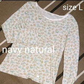 ネイビーナチュラル(navy natural)の【navy natural】小花柄カットソー L(カットソー(長袖/七分))