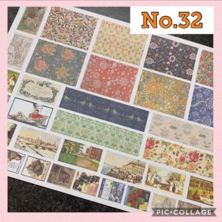 ●No.32●ハンドメイド アンティーク海外ドールハウスシール34枚（1シート）(しおり/ステッカー)