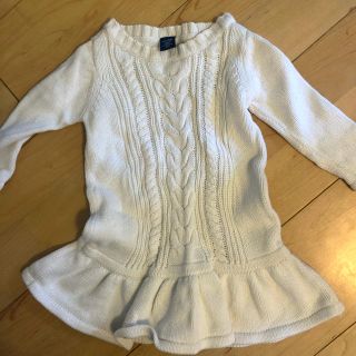 ベビーギャップ(babyGAP)のbabygap ニットワンピース　白80cm(ワンピース)