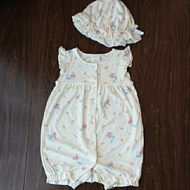 gelato pique(ジェラートピケ)のジェラードピケ 女の子用ロンパース 帽子 キッズ/ベビー/マタニティのベビー服(~85cm)(ロンパース)の商品写真