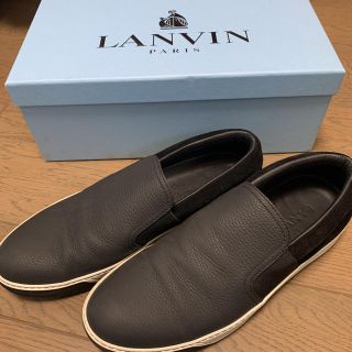 ランバン(LANVIN)のLANVIN ランバン スリッポン スニーカー 靴 メンズ 黒 シューズ 美品(スニーカー)