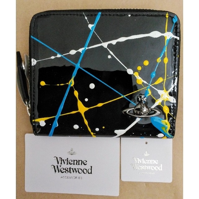 新品未使用タグ付　Vivienne Westwood革製エナメル折財布牛革エナメルサイズ