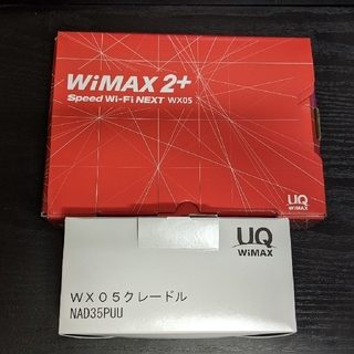 エーユー(au)のWiMAX２+ Speed Wi-Fi NEXT WX05 レッド クレードル付(PC周辺機器)
