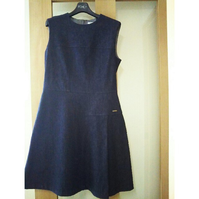 紙タグ付 ☆FOXEY NEWYORK Dress ワンピース インディゴ-