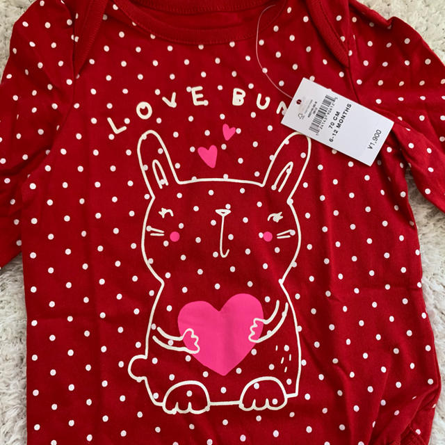 babyGAP(ベビーギャップ)の新品　うさぎのハート長袖ボディ　70cm キッズ/ベビー/マタニティのベビー服(~85cm)(肌着/下着)の商品写真