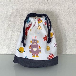 ロボット柄のコップ袋(ランチボックス巾着)