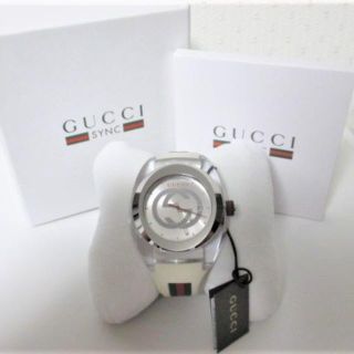 グッチ(Gucci)の☆GUCCI グッチ シンク 腕時計 時計 ビッグフェイス/メンズ☆ホワイト(ラバーベルト)