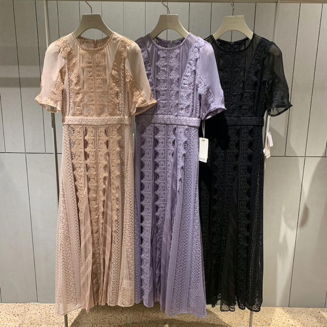 Snidel 新品 レースプリーツフレアワンピース
