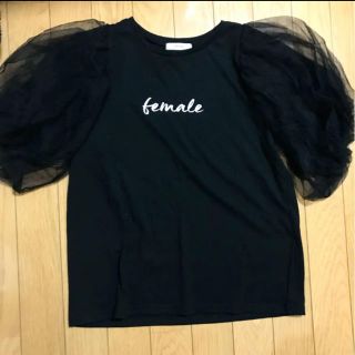 レディース ロゴ入りシャツ 半袖トップス ボリューム袖(Tシャツ(半袖/袖なし))