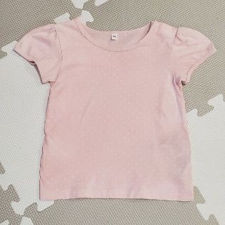 ムジルシリョウヒン(MUJI (無印良品))の無印良品 ピンク 半袖 白ドット トップス 90(Tシャツ/カットソー)