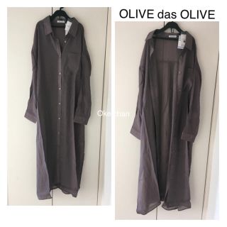 オリーブデオリーブ(OLIVEdesOLIVE)の今季SS新作☆シアーシャツワンピース　パープル(ロングワンピース/マキシワンピース)