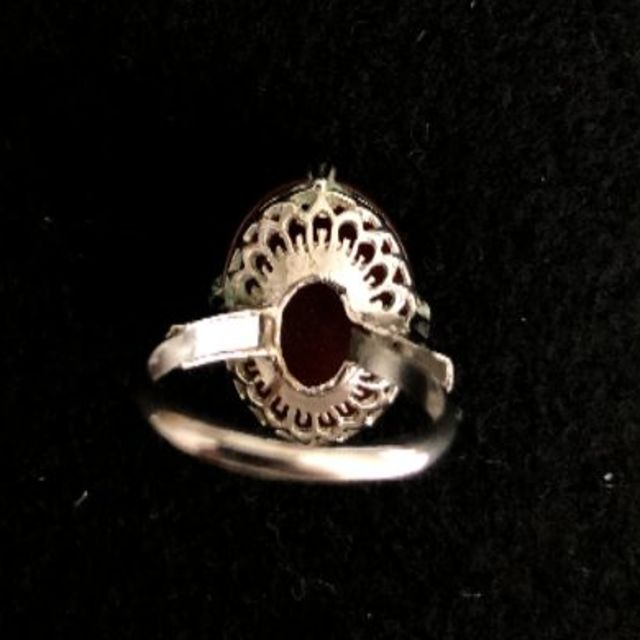 カーネリアン 紅玉髄 風 レトロリング 千本透かし 指輪  レディースのアクセサリー(リング(指輪))の商品写真