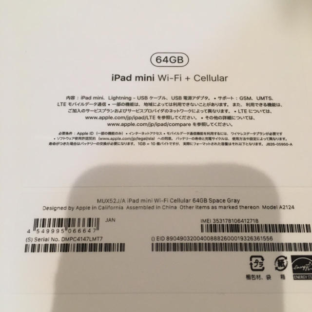 iPad mini 5 Wi-Fi+Cellular Appleストア購入