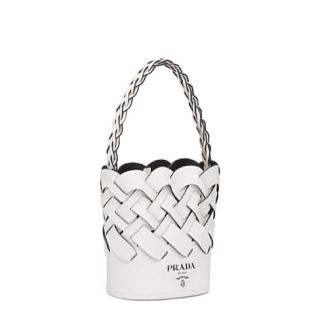 PRADA - ☆新品☆PRADA プラダ☆白 編み込みモチーフバケットバッグ