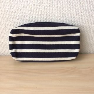 ムジルシリョウヒン(MUJI (無印良品))の無印良品  ボーダー柄ポーチ  ネイビー(ポーチ)