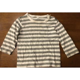 ムジルシリョウヒン(MUJI (無印良品))の無印良品　グレー・白色　ボーダー柄　ロンT  80cm(Ｔシャツ)