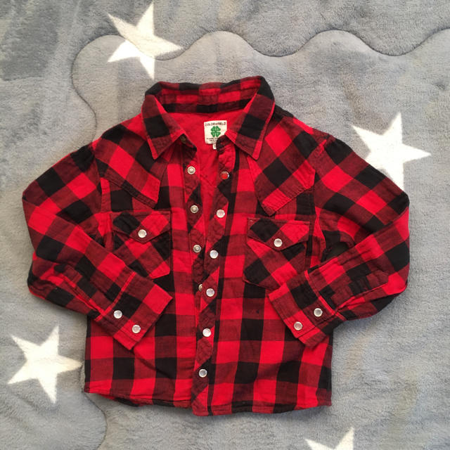 110シャツ ガーゼ生地 赤 キッズ キッズ/ベビー/マタニティのキッズ服男の子用(90cm~)(その他)の商品写真