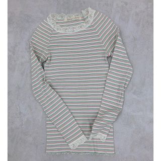 ドットアンドストライプスチャイルドウーマン(Dot&Stripes CHILDWOMAN)のDot and Strips パステルボーダー　テレコレースプルオーバー(カットソー(長袖/七分))