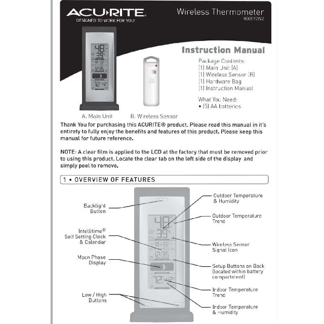 ACU-RITE 00592W2　無線屋内外温湿度計 インテリア/住まい/日用品のインテリア/住まい/日用品 その他(その他)の商品写真