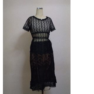 ロキエ(Lochie)のvintage French roman Flower mesh top (カットソー(半袖/袖なし))