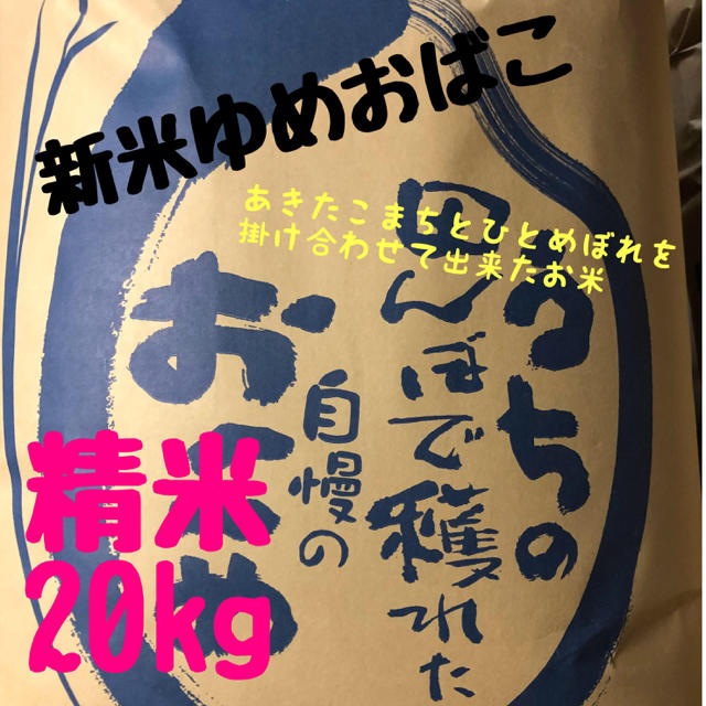 食品早い者勝ち！令和1年産ゆめおばこ 精米20kg