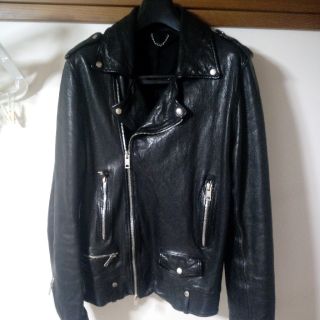 サンローラン(Saint Laurent)のレア！G-DRAGON着モデル ライダースジャケット  黒  羊革 XL(ライダースジャケット)