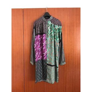 エトロ(ETRO)の美品 完売 ETRO シルク100％ パッチワーク シャツ ワンピース(ひざ丈ワンピース)