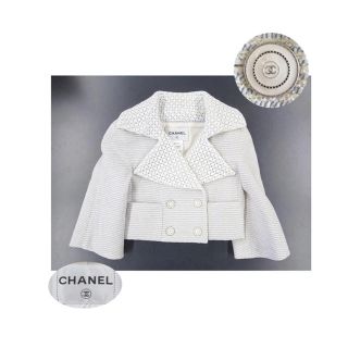 シャネル(CHANEL)の専用♡CHANEL 大粒ココマークボタン 希少パウダーカラーツイードジャケット(テーラードジャケット)