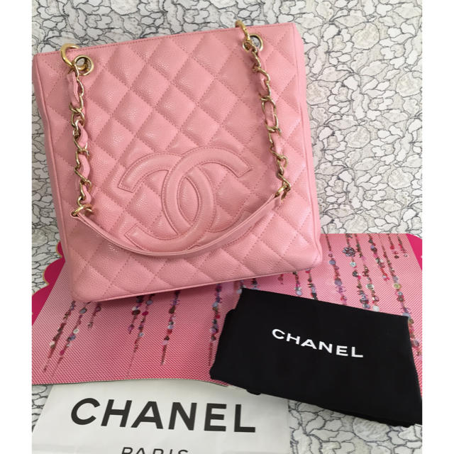 【正規品】美品 CHANEL ピンク☆キャビアスキン トートバッグ