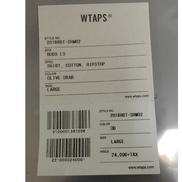 【国内正規品】Wtaps 20SS Buds LS OD オリーブドラブLサイズ 3