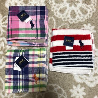 ポロラルフローレン(POLO RALPH LAUREN)の新品未使用　ポロラルフローレン　タオルハンカチ3枚(ハンカチ)